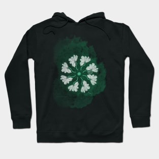 White Poppy Mandala on Emerald Hoodie